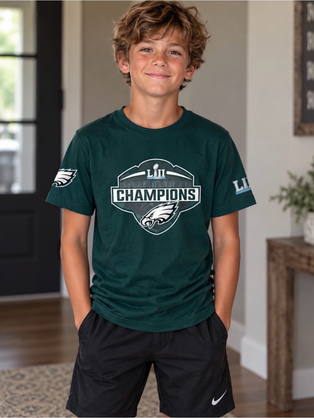 NWT Fanatics Youth NFL Philadelphia Eagles Super Bowl LII 2018 Champions Tee